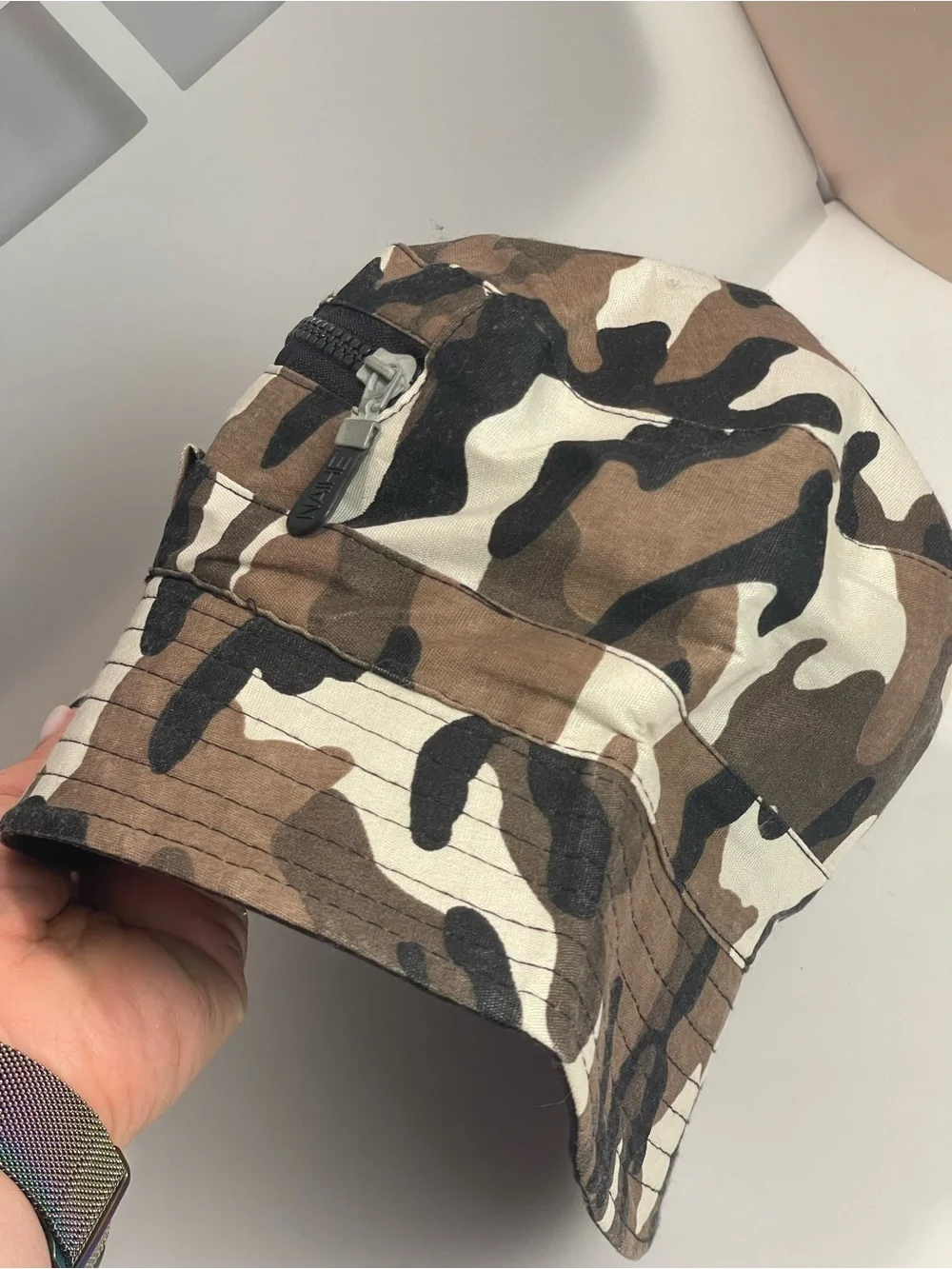 Y2K Camo Bucket Hat Utility Pocket Streetwear Grunge Festival Skater 90s
